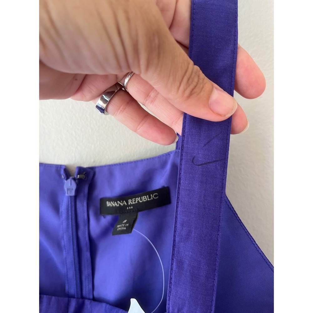 Banana Republic Sz 8 Pleated Purple Camisole Tank Top Lined Back Zip Tencel - Picture 5 of 11